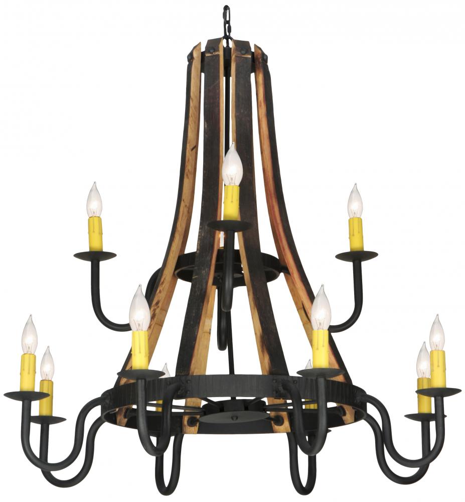 44&#34;W Barrel Stave Madera 12 LT Two Tier Chandelier