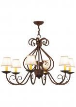 2nd Avenue Designs White 149663 - 36&#34;W Jenna 6 LT W/Fabric Shades Chandelier