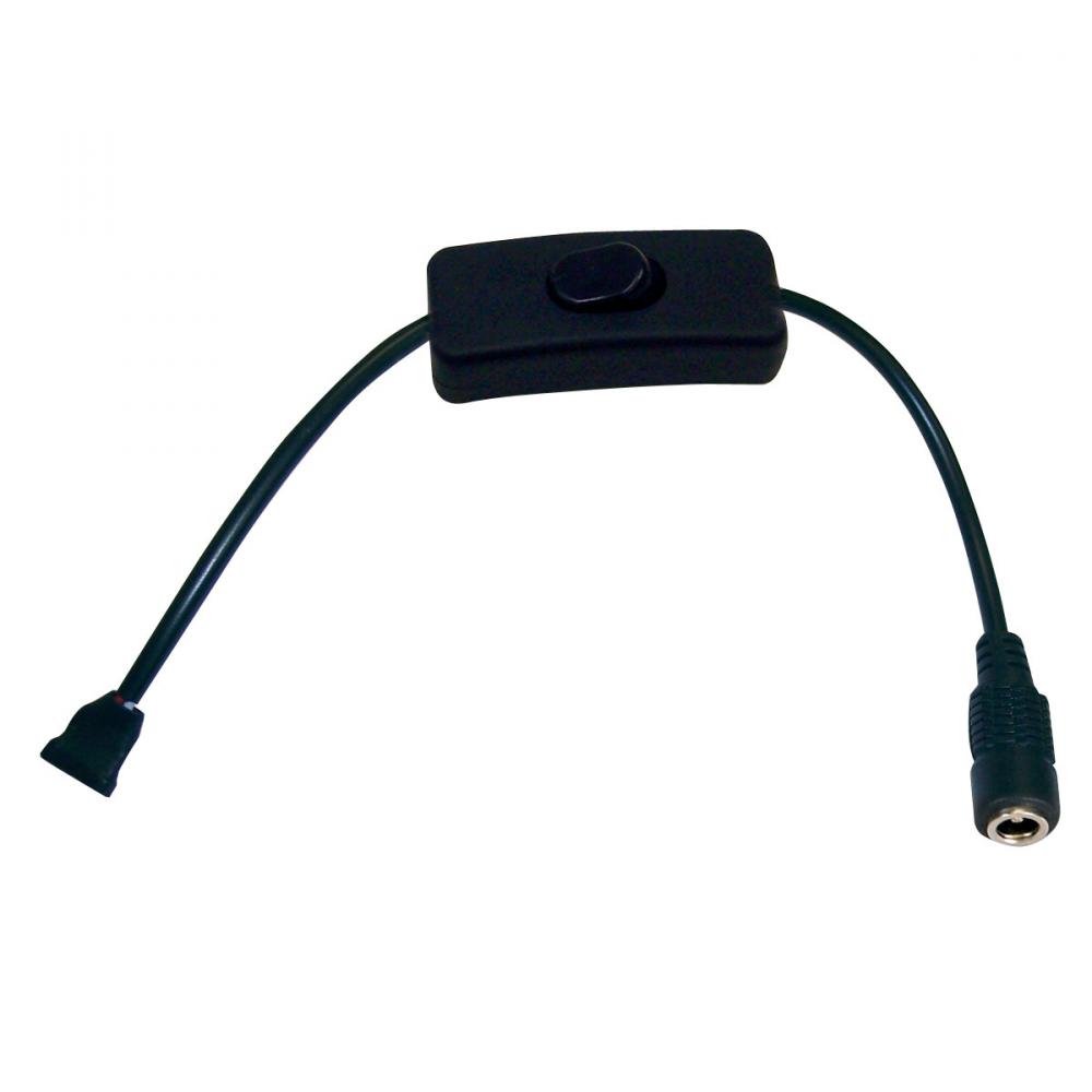 11&#34; Power Line Interconnector w/Switch for 24V Standard & Side-Lit Tape Light, Black