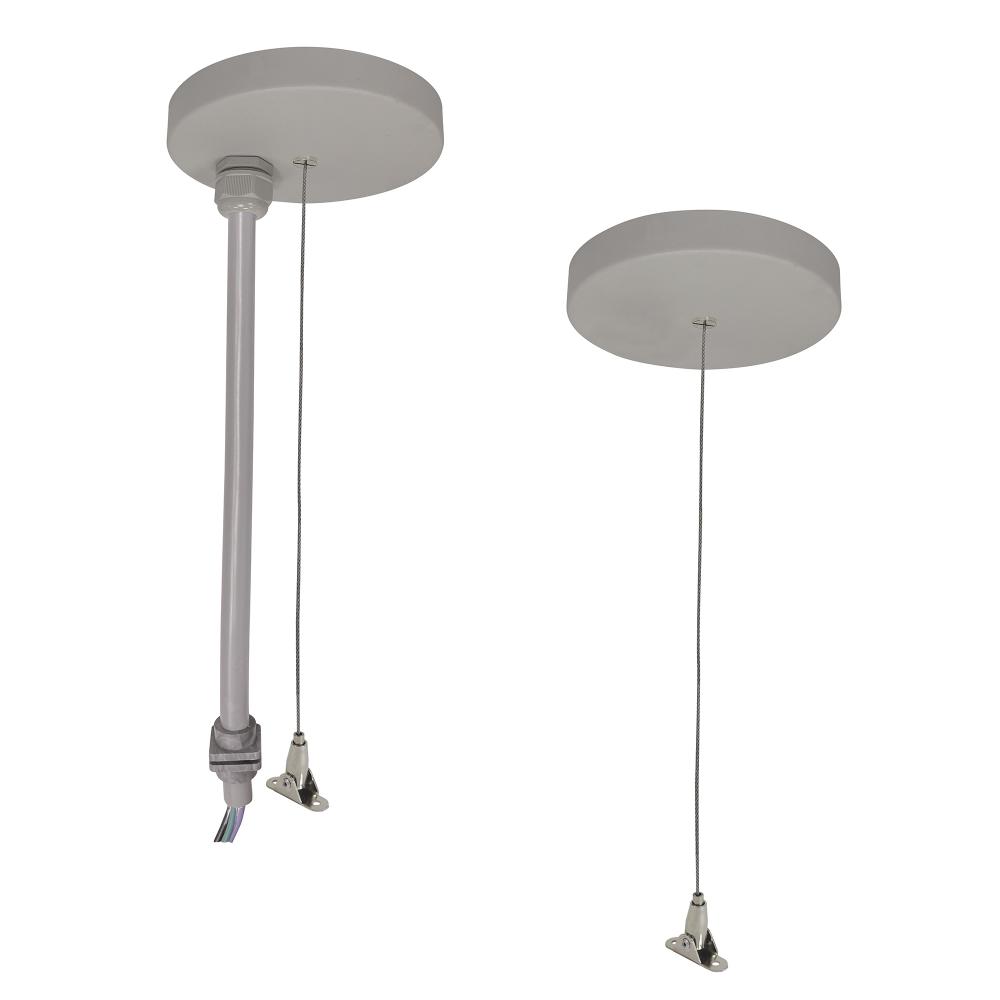 8&#39; Pendant & Power Mounting Kit for NLUD Series, Aluminum Finish, wired for EM