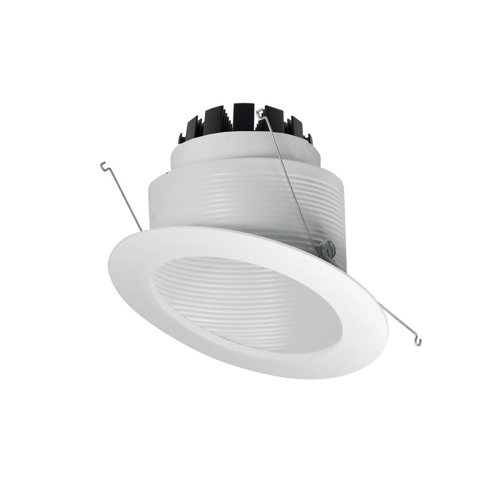 6&#34; Marquise III Round Slope Baffle, 1200lm, 3500K, Flood Optic, White Baffle/White Flange