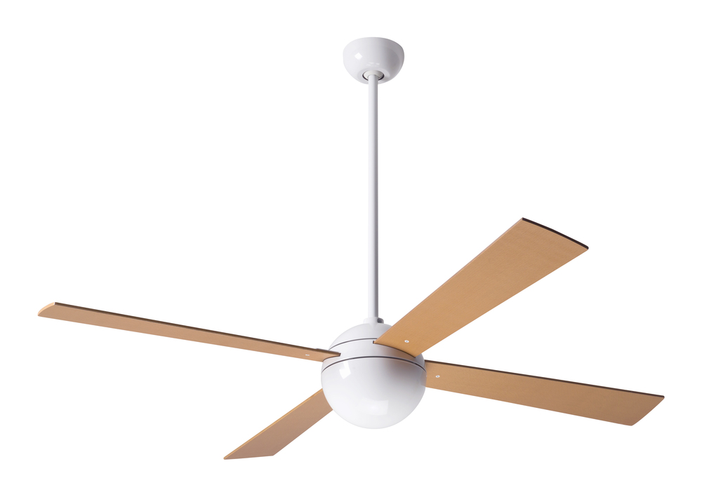 Ball Fan; Gloss White Finish; 42&#34; Maple Blades; No Light; Fan Speed Control