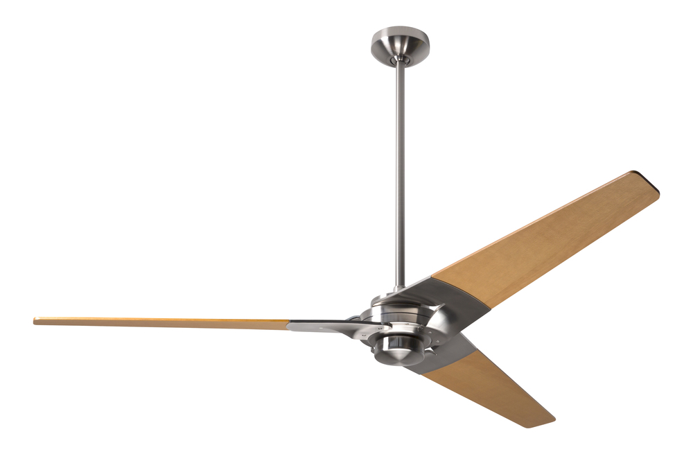 Torsion Fan; Bright Nickel Finish; 62&#34; Maple Blades; No Light; Fan Speed and Light Control (3-wi