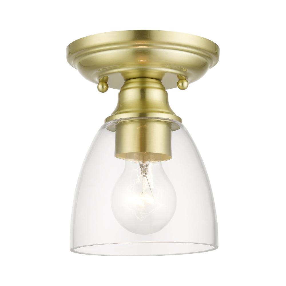 1 Light Satin Brass Petite Semi-Flush