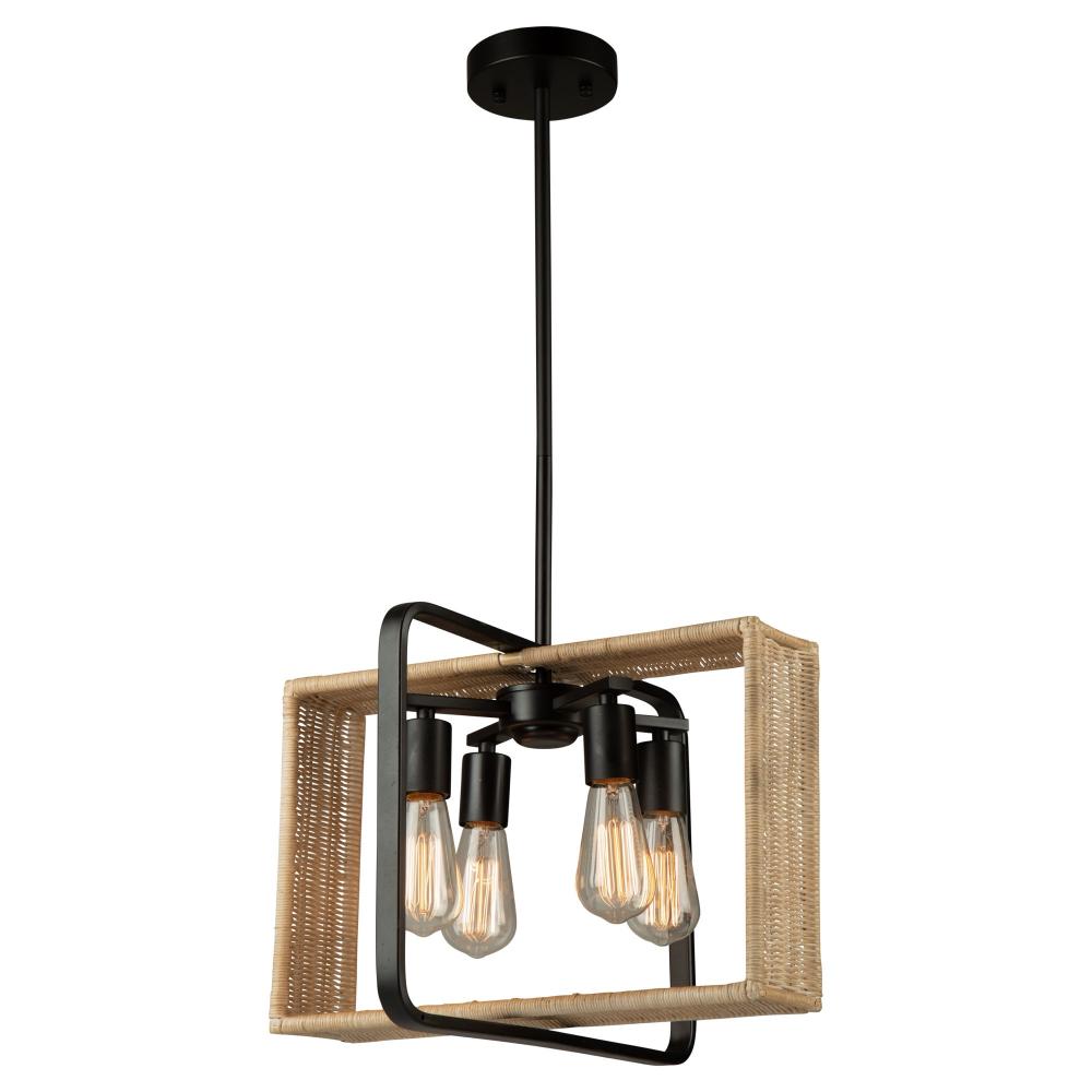 Perris 4 Light Pendant Black