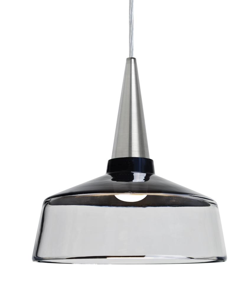 Besa, Baron 10 Cord Pendant, Black/Clear, Satin Nickel Finish, 1x9W LED