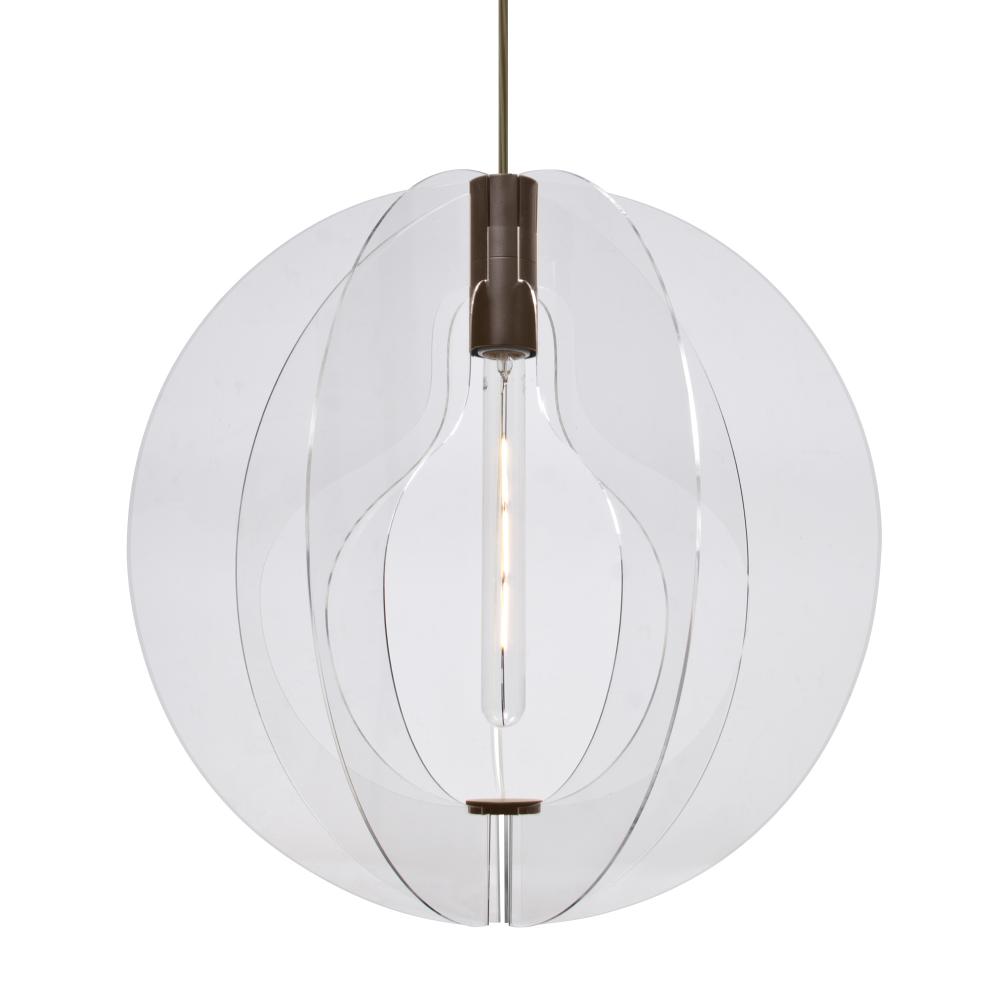 Besa, Benito Cord Pendant, Globe, Bronze Finish, 1x4W LED Filament