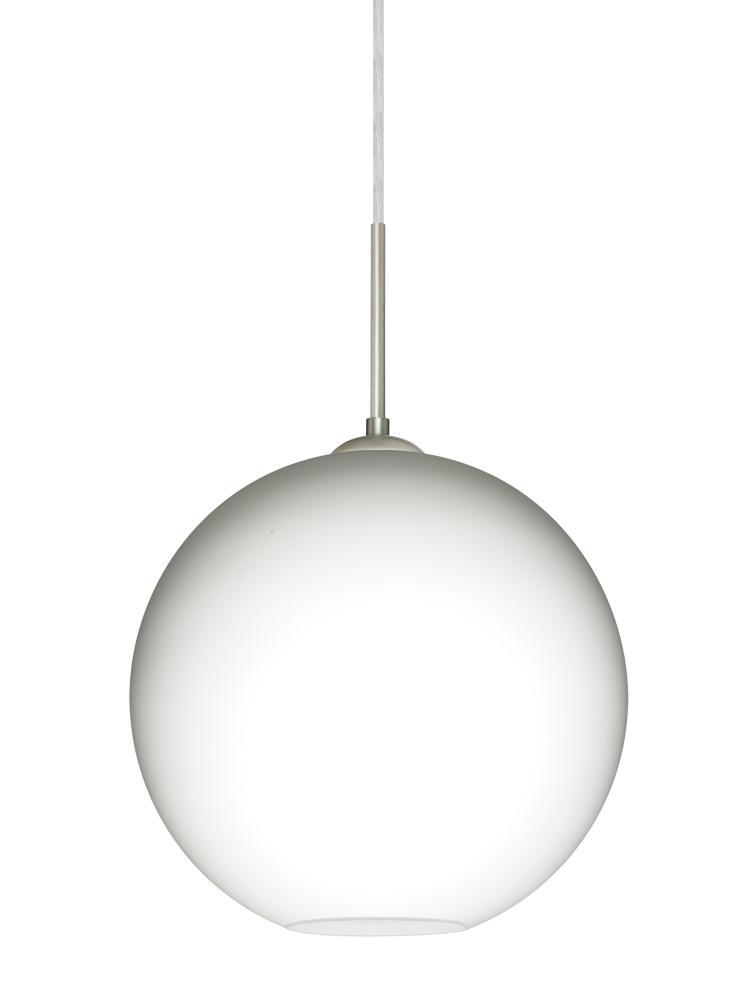 Besa Coco 12 Pendant, Opal Matte, Satin Nickel Finish, 1x9W LED