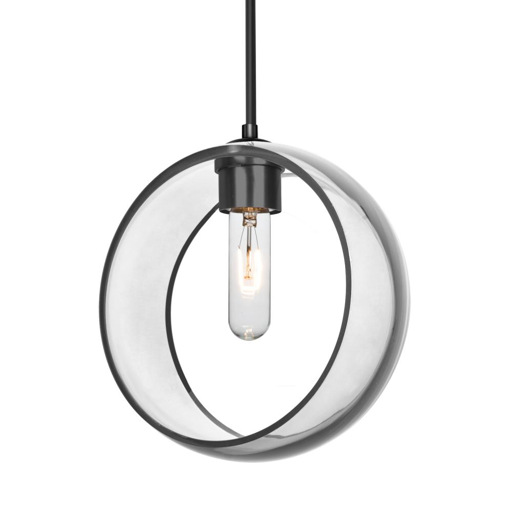 Besa Mana Pendant, Clear, Black Finish, 1x60W MAX E26 Base