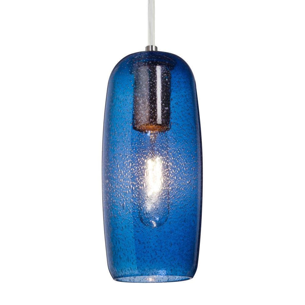 Besa, Pinot 9 Cord Pendant, Blue Bubble, Satin Nickel FInish 1x60W Incandescent, 15Ft