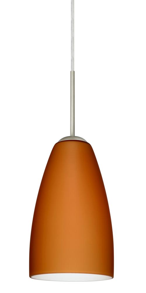 Besa Riva 9 Pendant Satin Nickel Amber Matte 1x75W Medium Base, 15Ft. Cord