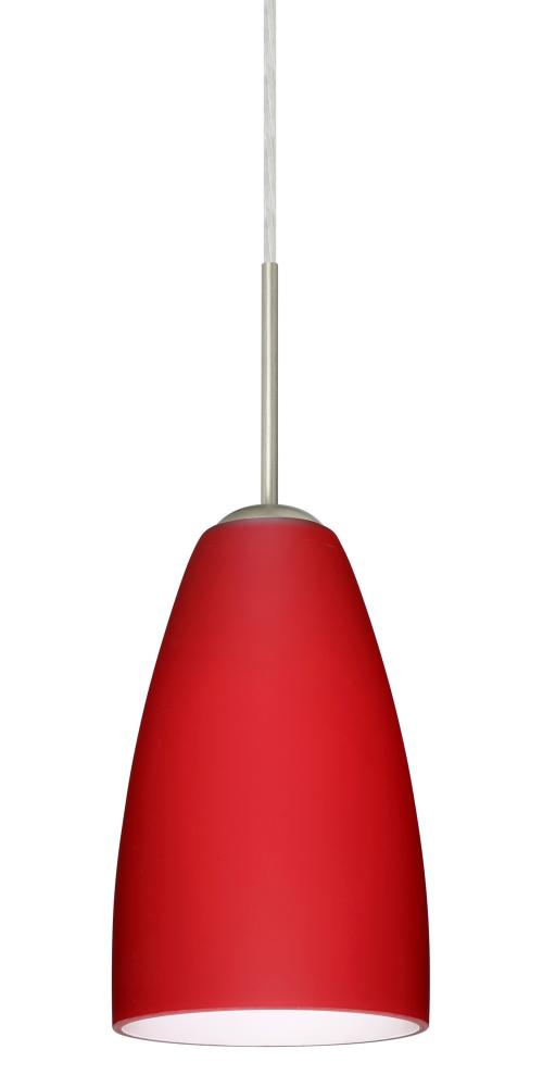 Besa Riva 9 Pendant Satin Nickel Ruby Matte 1x75W Medium Base, 15Ft. Cord