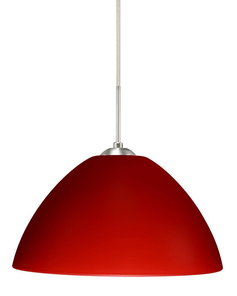 Besa Tessa LED Pendant Red Matte Satin Nickel 1x9W LED, 15Ft. Cord