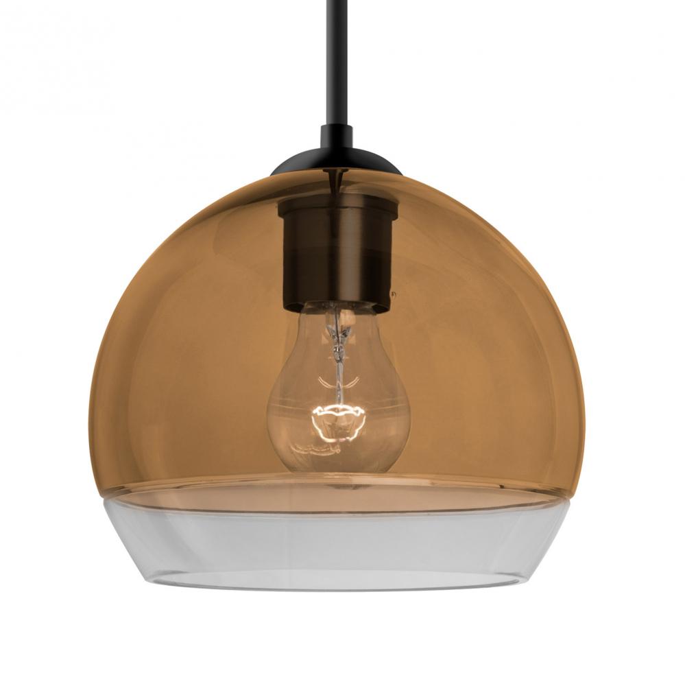 Besa, Ally 8 Cord Pendant, Amber/Clear, Black Finish, 1x60W MAX E26 Base