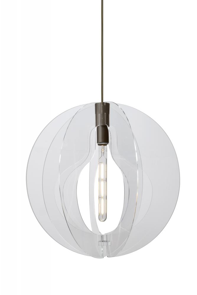 Besa, Benito Cord Pendant, Globe, Bronze Finish, 1x4W LED Filament