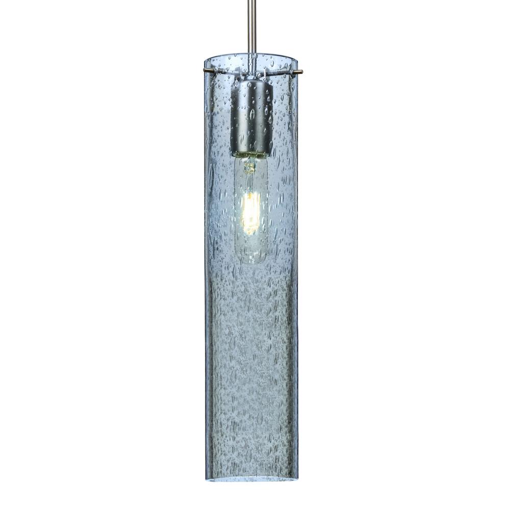 Besa, Juni 16 Cord Pendant, Blue Bubble, Satin Nickel, 1x60W Medium Base, 15Ft. Cord