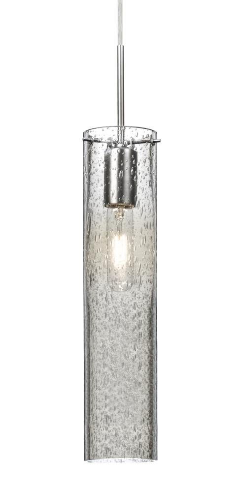 Besa, Juni 16 Cord Pendant, Clear Bubble, Satin Nickel, 1x60W Medium Base