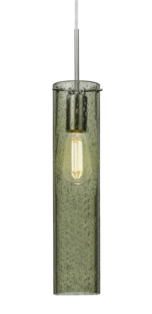 Besa, Juni 16 Cord Pendant, Moss Bubble, Satin Nickel, 1x4W LED Filament