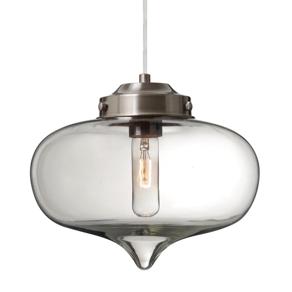 Besa Mira Pendant Satin Nickel Clear 1x60W T10, 15Ft. Cord