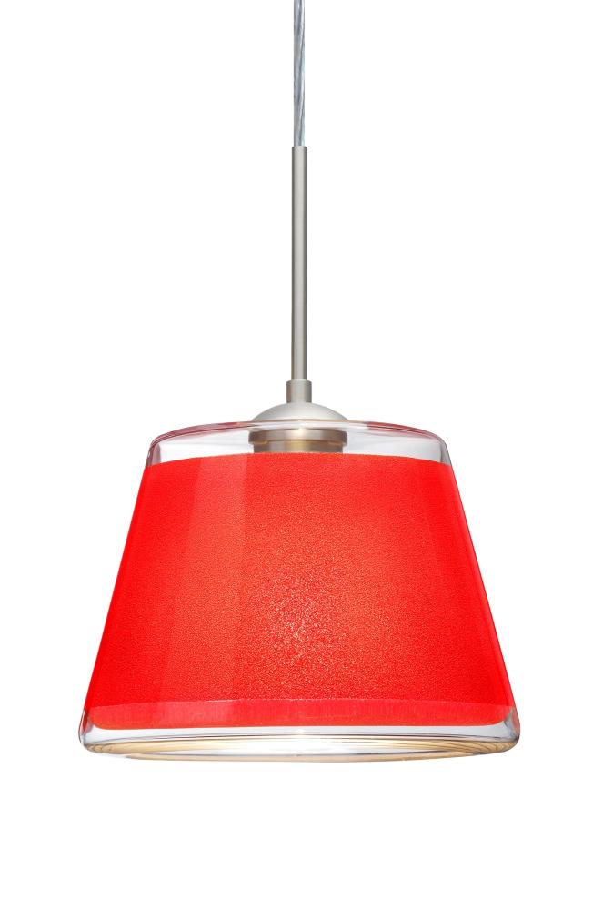 Besa Pendant Pica 9 Satin Nickel Red Sand 1x75W Medium Base, 15Ft. Cord