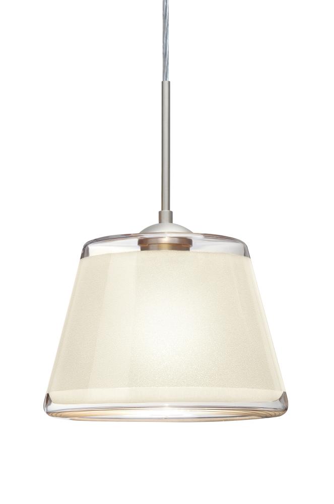 Besa Pendant Pica 9 Satin Nickel White Sand 1x75W Medium Base, 15Ft. Cord