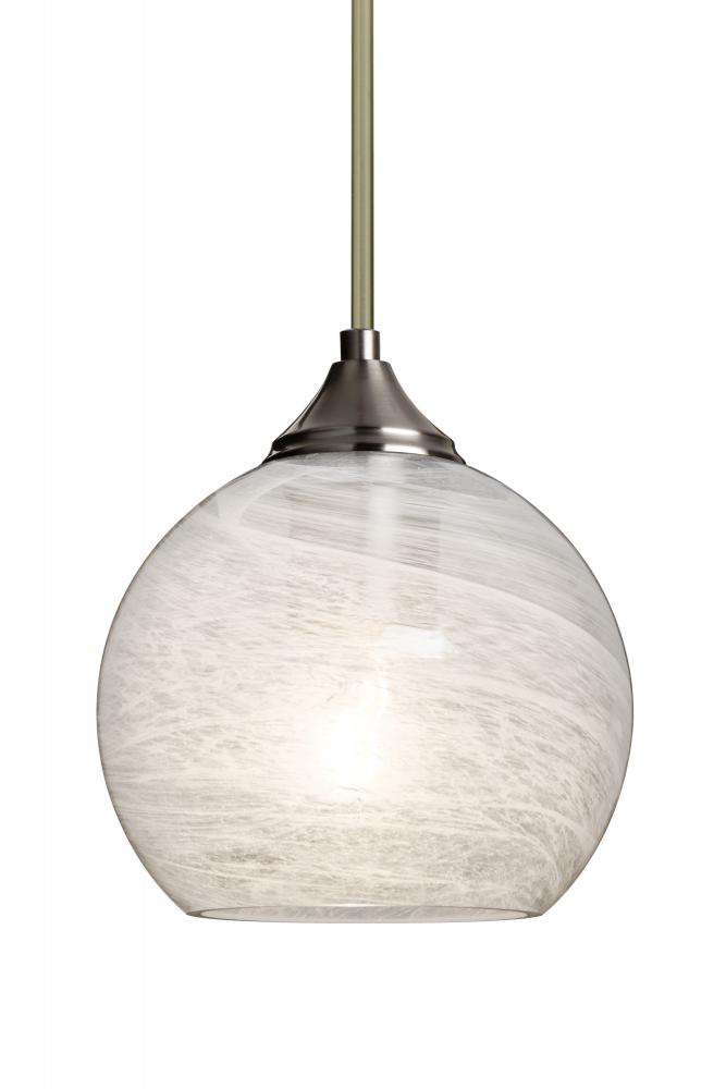 Besa, Jilly Stem Pendant, Vapor Clear, Satin Nickel Finish, 1x60W Medium Base