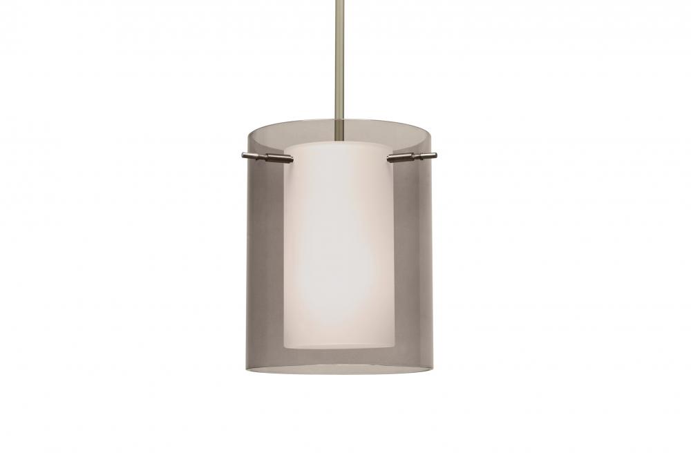 Besa Stem Pendant Pahu 8 Satin Nickel Transparent Smoke/Opal 1x100W Medium Base