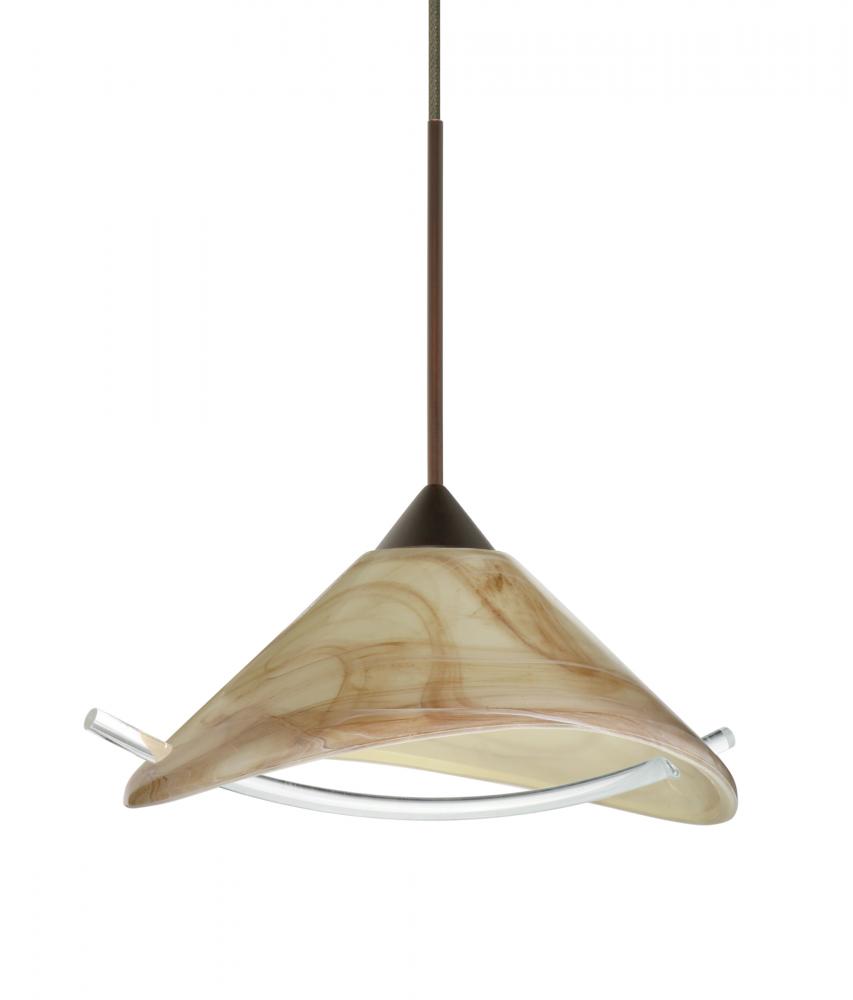 Besa Pendant Hoppi Bronze Mocha/Clear 1x50W Halogen, 15Ft. Cord