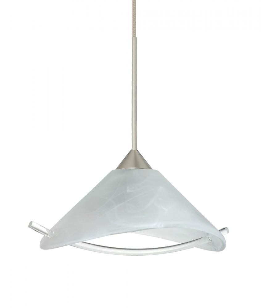 Besa Pendant Hoppi Satin Nickel Marble/Clear 1x50W Halogen, 15Ft. Cord