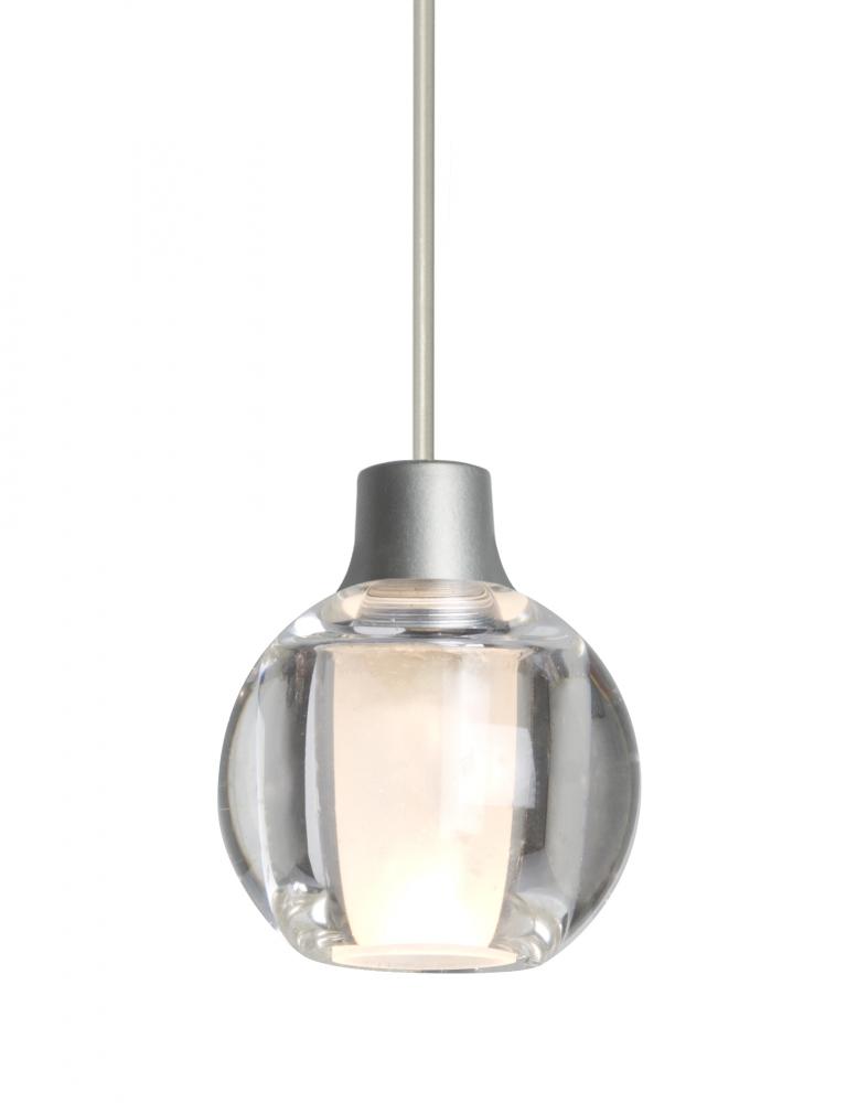 Besa, Boca 3 Cord Pendant, Clear, Satin Nickel Finish, 1x35W Halogen, 15Ft. Cord