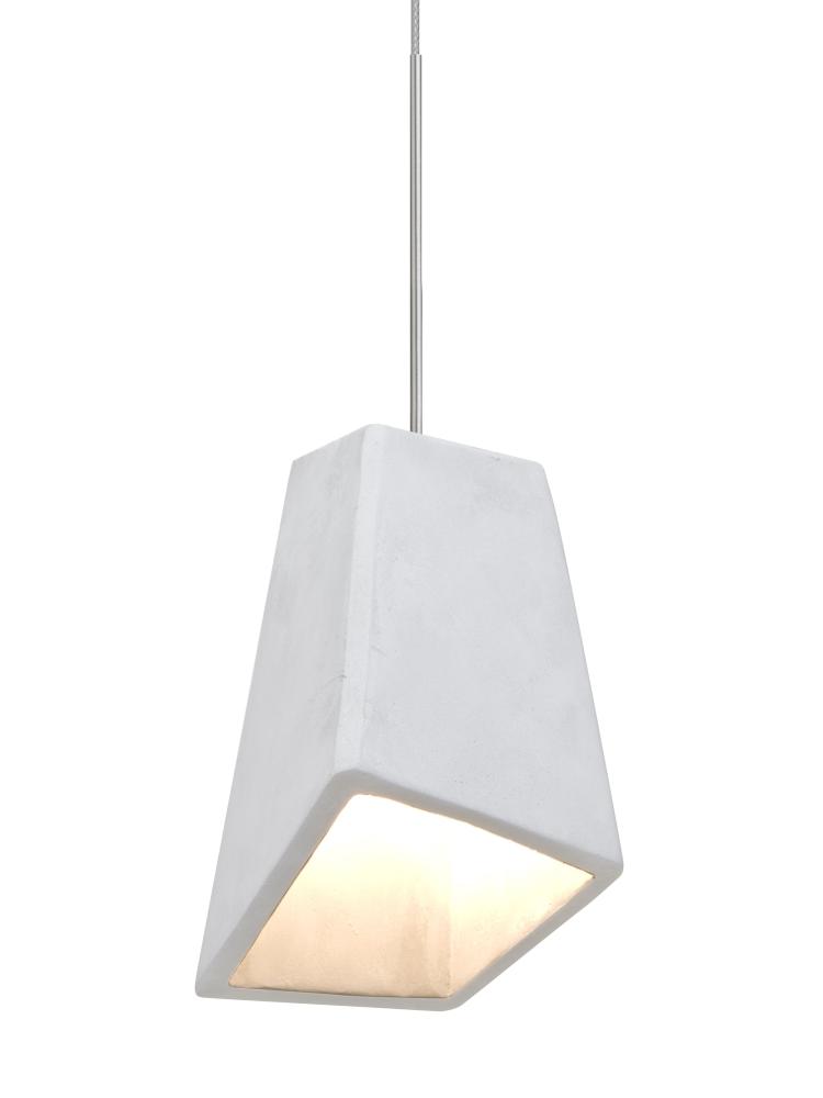 Besa Skip Cord Pendant, White, Satin Nickel Finish, 1x9W LED