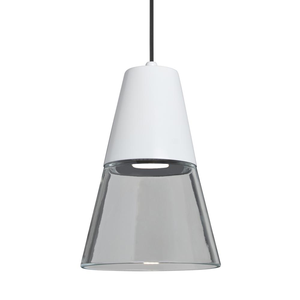 Besa Timo 6 Pendant,Clear/White, Black Finish, 1x9W LED