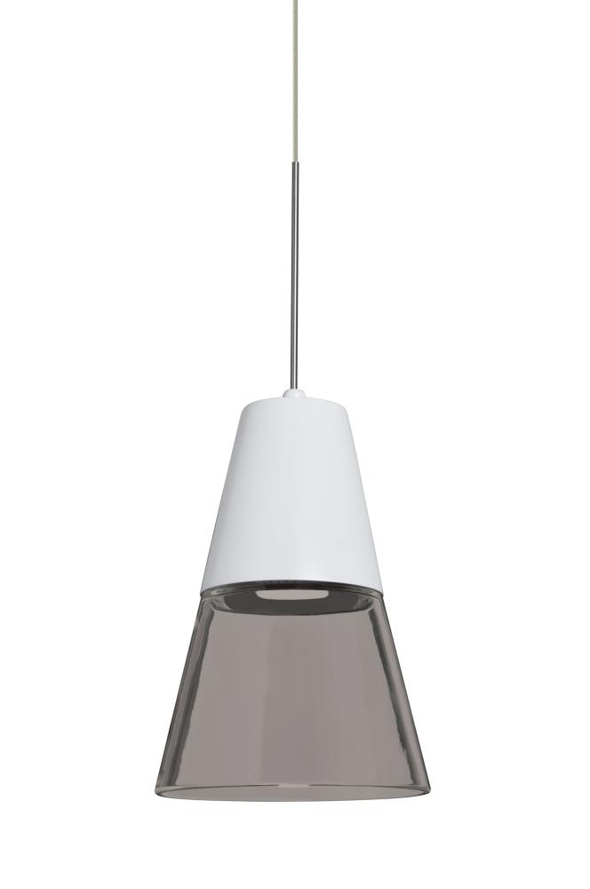 Besa, Timo 6 Cord Pendant,Smoke/White, Satin Nickel Finish, 1x9W LED