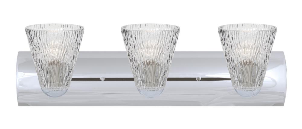 Nico 5 Vanity, Clear Stone, Chrome Finish, 3x60W Medium Base