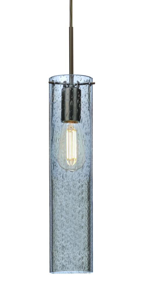 Besa, Juni 16 Pendant For Multiport Canopy, Blue Bubble, Bronze, 1x4W LED Filament