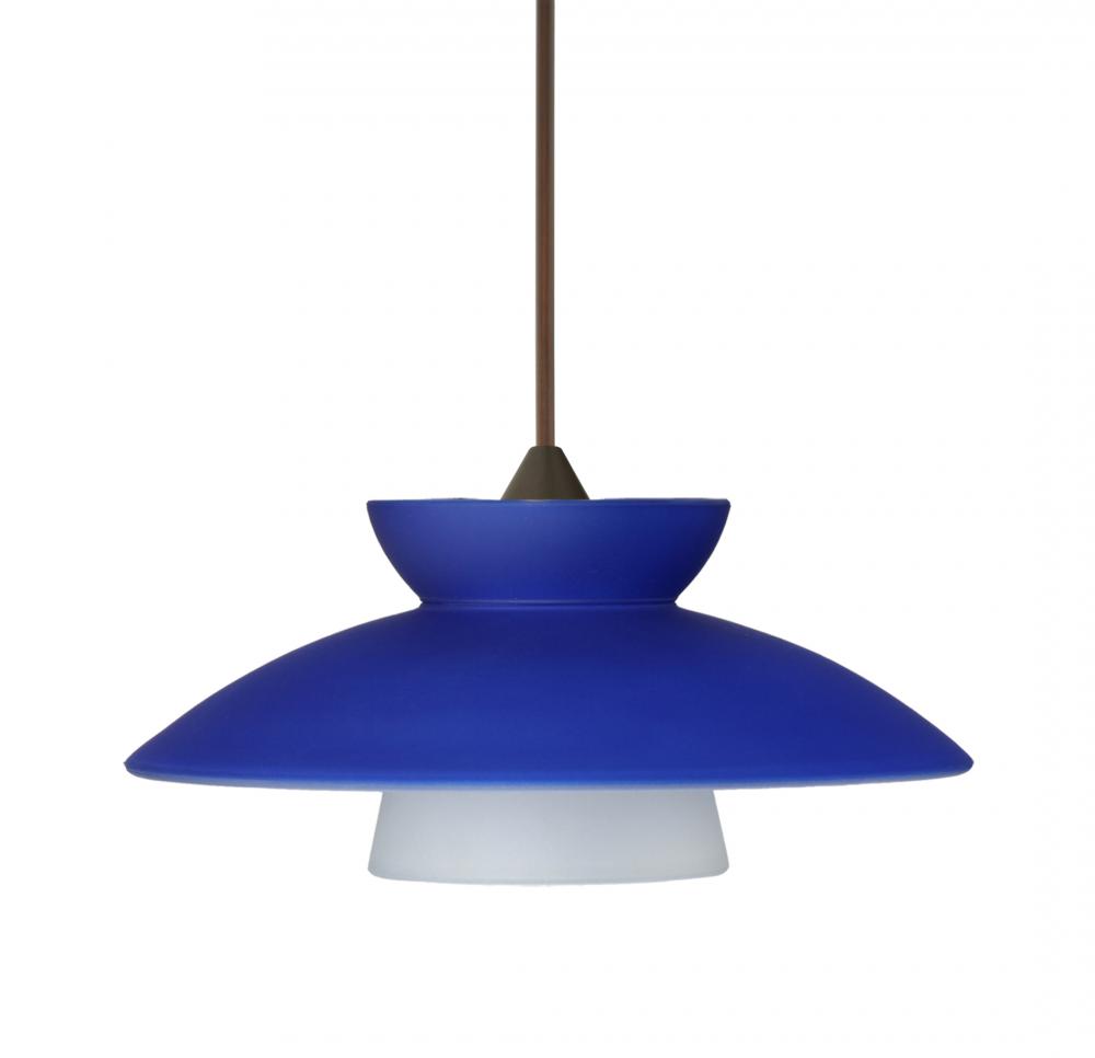 Besa Pendant Trilo 7 Bronze Blue Matte 1x5W LED, 15Ft. Cord