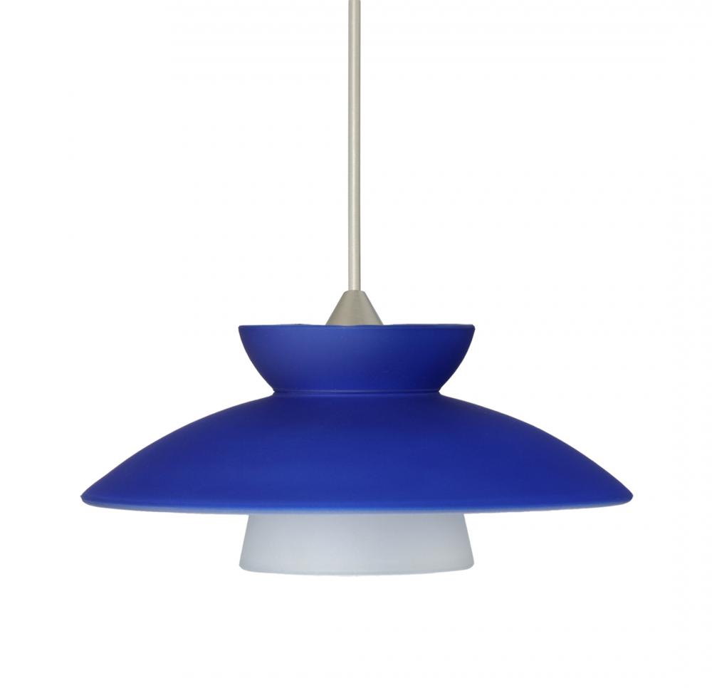 Besa Pendant Trilo 7 Satin Nickel Blue Matte 1x5W LED, 15Ft. Cord