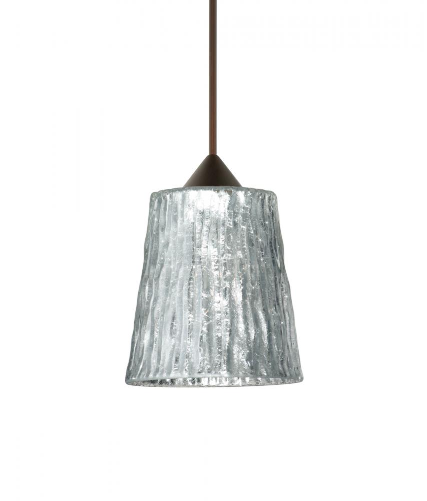 Besa Pendant Nico 4 Bronze Stone Silver Foil 1x5W LED, 15Ft. Cord