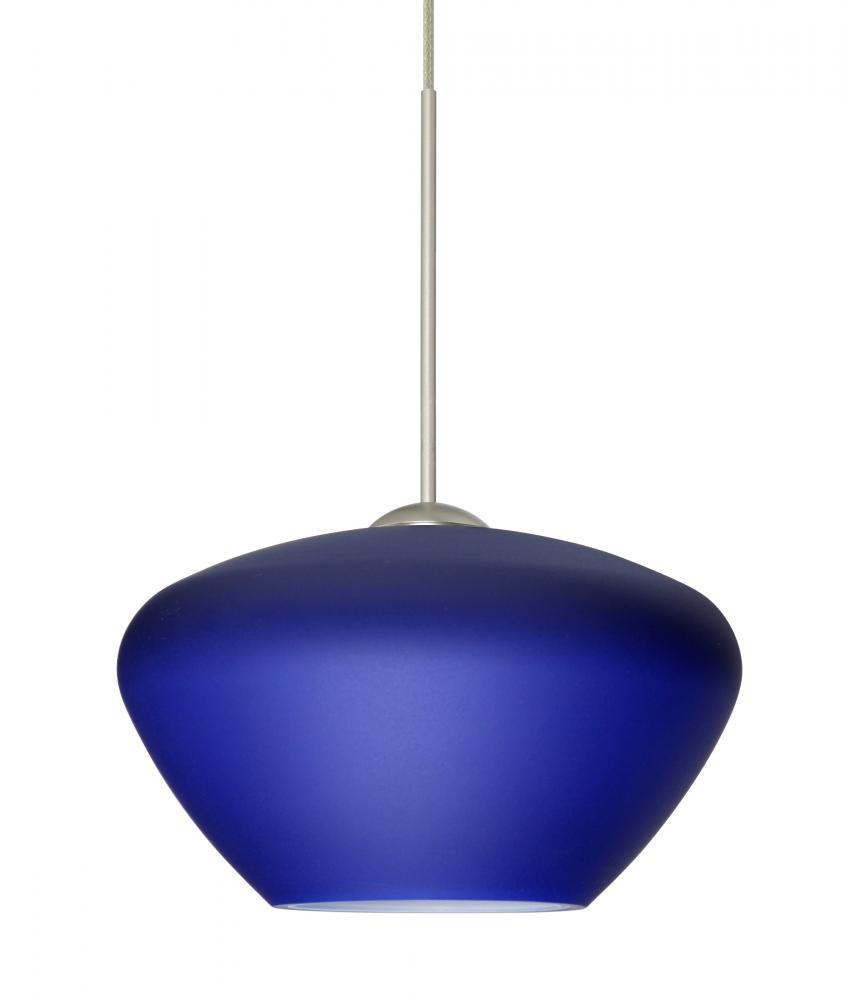 Besa Pendant Peri Satin Nickel Blue Matte 1x5W LED, 15Ft. Cord