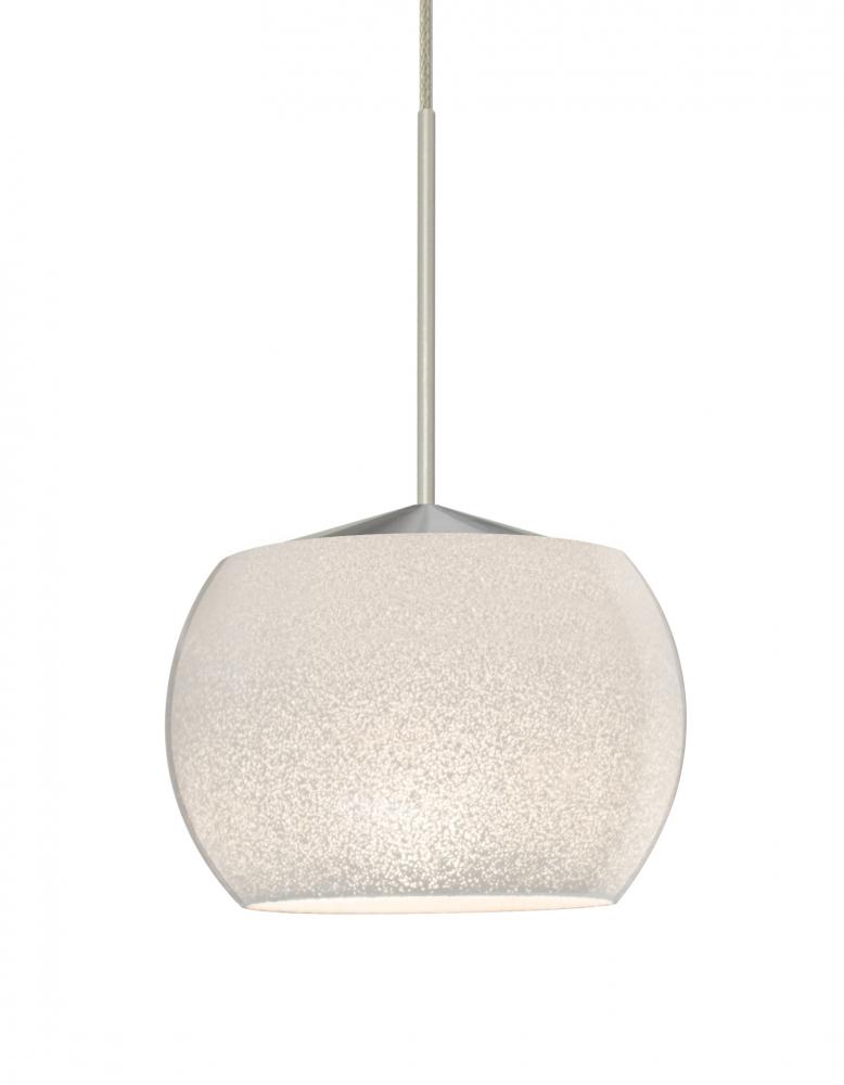 Besa, Keno Cord Pendant, White Sand, Satin Nickel Finish, 1x3W LED