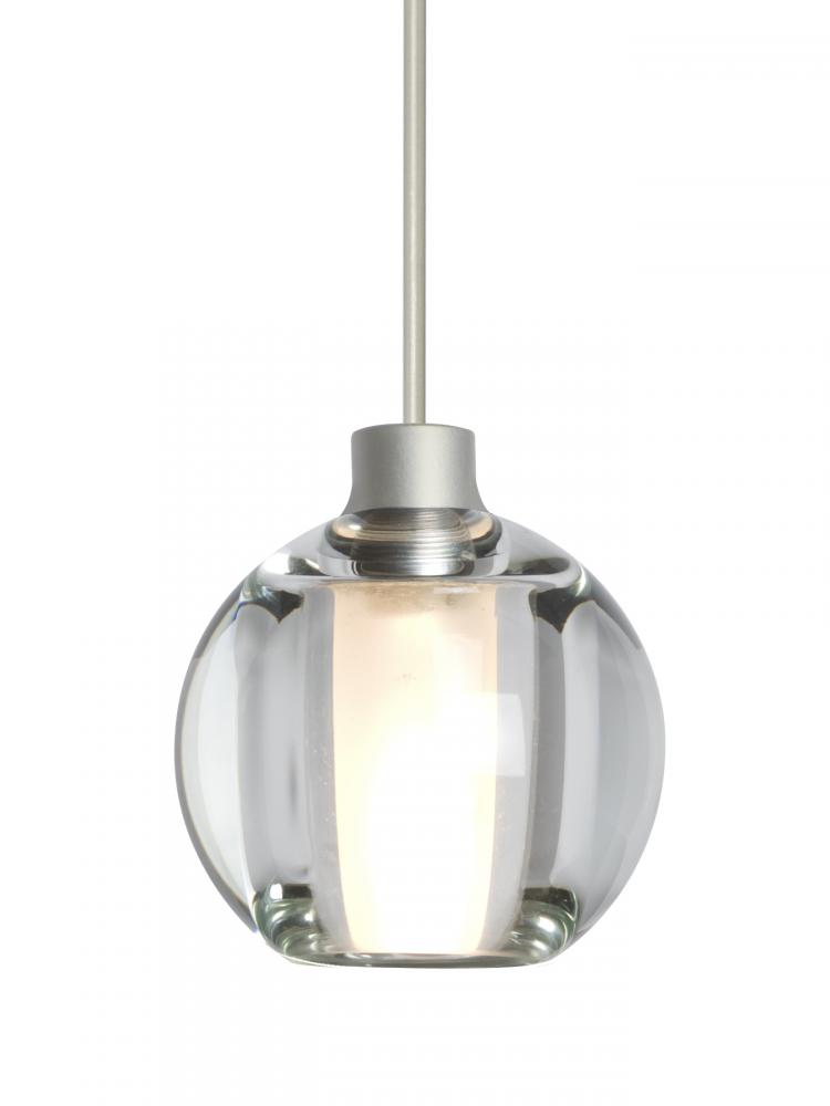 Besa, Boca 5 Cord Pendant, Clear, Satin Nickel Finish, 1x3W LED, 15Ft. Cord