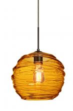 Besa Lighting 1JC-462782-EDIL-BR-L - Besa Wave 10 Pendant Bronze Amber 1x8W LED Filament, 15Ft. Cord