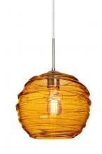 Besa Lighting 1JC-462782-EDIL-SN-L - Besa Wave 10 Pendant Satin Nickel Amber 1x8W LED Filament, 15Ft. Cord