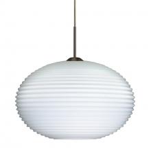 Besa Lighting 1JC-491307-BR-L - Besa Pendant Pape 12 Bronze Opal Ribbed 1x75W Medium Base, 15Ft. Cord