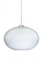 Besa Lighting 1JC-491307-LED-SN - Besa Pendant Pape 12 Satin Nickel Opal Ribbed 1x9W LED