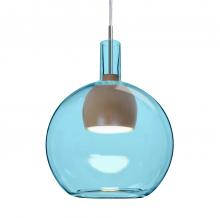 Besa Lighting 1JC-BENJIBLMD-LED-SN-L - Besa, Benji Cord Pendant, Blue/Medium, Satin Nickel Finish, 1x9W LED, 15Ft. Cord