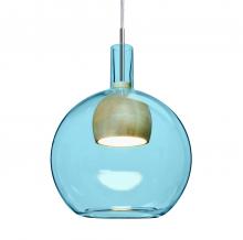 Besa Lighting 1JC-BENJIBLNA-LED-SN-L - Besa, Benji Cord Pendant, Blue/Natural, Satin Nickel Finish, 1x9W LED, 15Ft. Cord