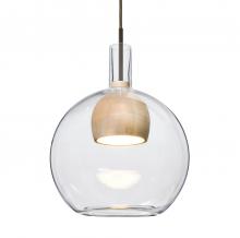 Besa Lighting 1JC-BENJICLNA-LED-BR-L - Besa, Benji Cord Pendant, Clear/Natural, Bronze Finish, 1x9W LED, 15Ft. Cord