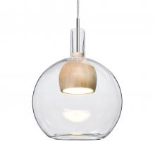 Besa Lighting 1JC-BENJICLNA-LED-SN-L - Besa, Benji Cord Pendant, Clear/Natural, Satin Nickel Finish, 1x9W LED, 15Ft. Cord