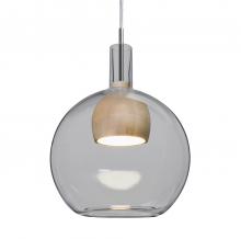 Besa Lighting 1JC-BENJISMNA-LED-SN-L - Besa, Benji Cord Pendant, Smoke/Natural, Satin Nickel Finish, 1x9W LED, 15Ft. Cord